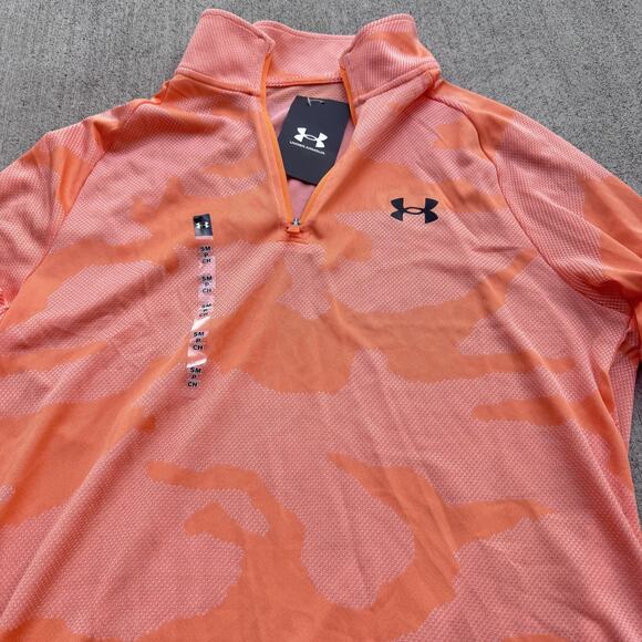 Under Armour Pullover Mens Small Orange Velocity Jacquard 1/4 Zip Camo 1375664 - Picture 4 of 12